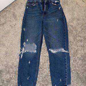 Women's Distressed Blue Jeans
